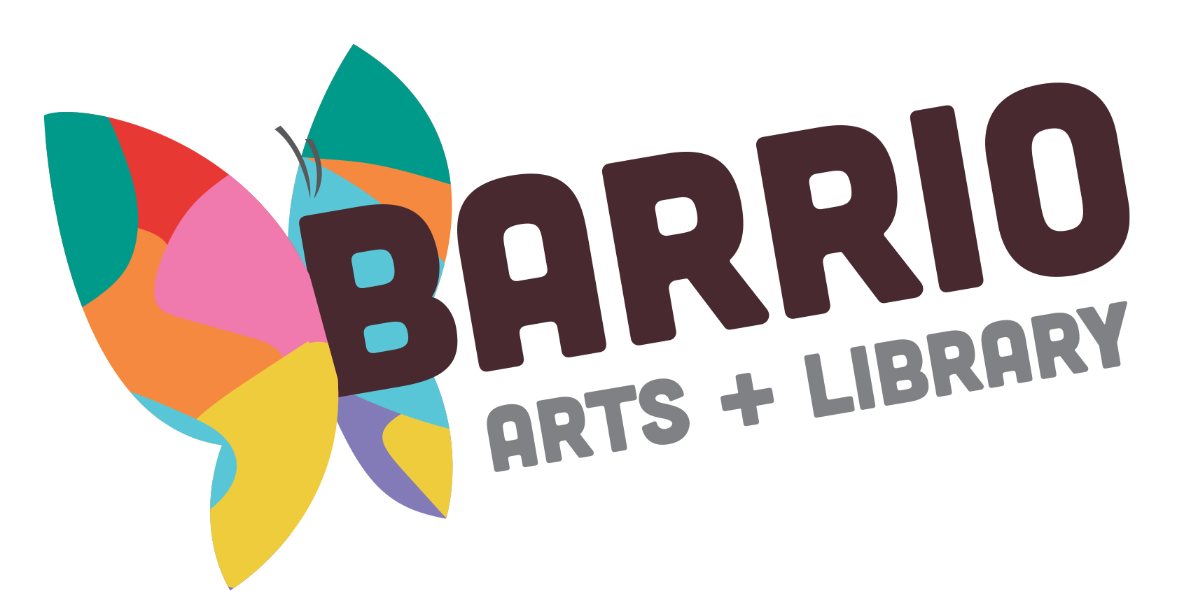 Butterfly logo with Barrio Arts and Library.