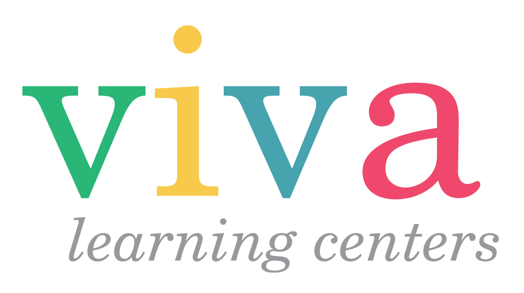 Lowercase colorful serif type displaying viva learning centers.
